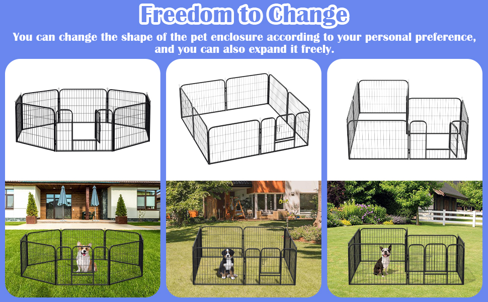 Клітка для цуценят Yakimz 8-частинна, вигульна клітка для цуценят висотою 60 см з дверцятами та захисним тентом, гнучка та складана клітка для собак, загородження для цуценят, собак, кроликів та інших дрібних тварин, 8 шт. - 80x60 см