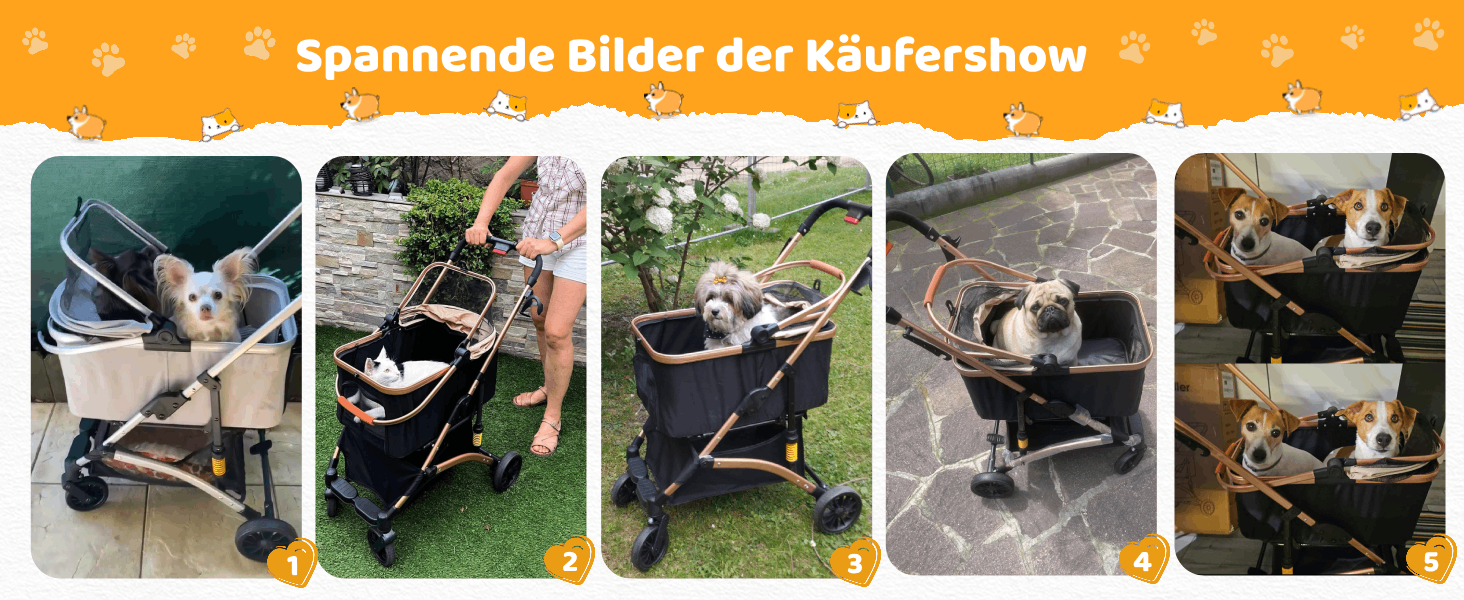 Візок для собак Mamizо 4 в 1, чорний, для 2 тварин до 15 кг, з переносною сумкою та колесами PU