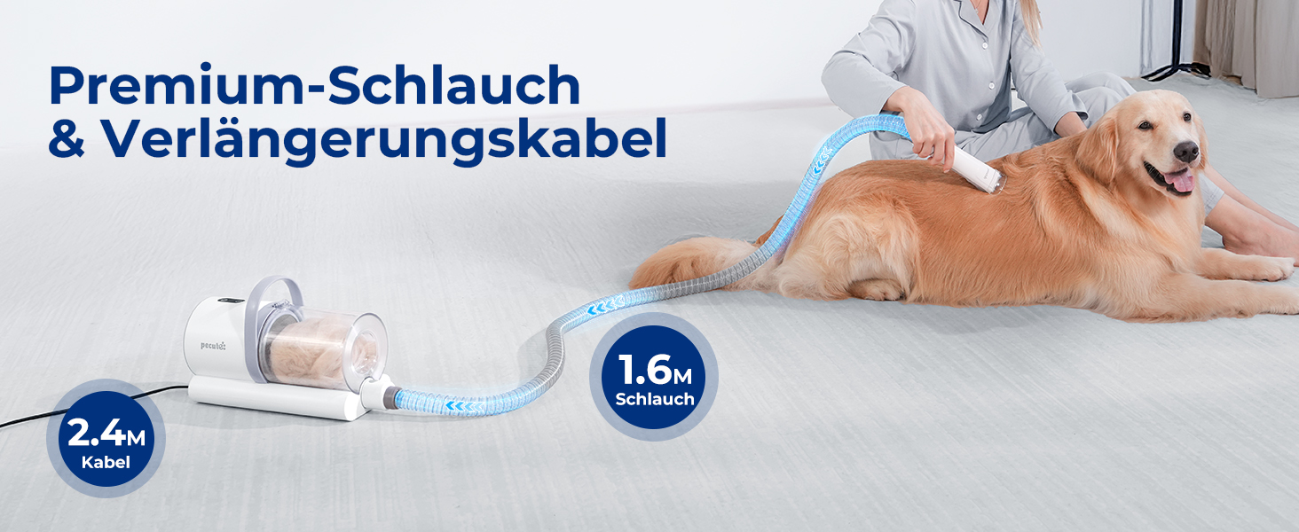 Пилсос для собак та котів Pecute 12000Pa з набором для грумінгу, 1.5л, машинка для стрижки