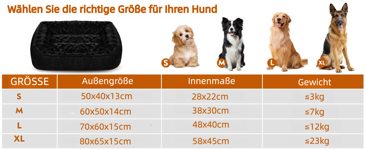 М'яке ліжко для собак Muecleao, зручне собаче ліжко з плюшу, коврик для собак та антиковзний собачий кошик для маленьких та середніх собак (Чорний, 60x50x14 см)