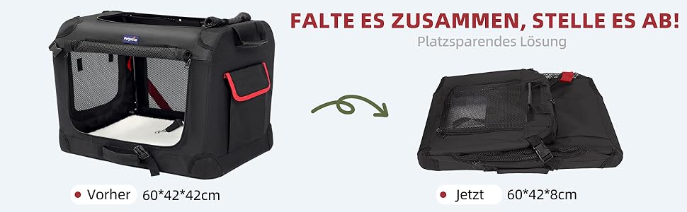 Транспортна переноска для котів та собак Petprsco, 60x42x42 см, чорна. Зігріваюча ковдра, миска та знімний матрац