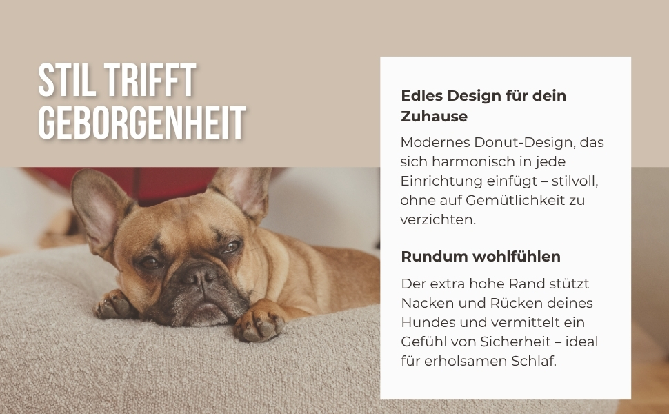 Крісло-лежанка для собак Holly Hundebett: міцний, зручний, з м'якої тканини Bouclé, Cocoon Design, підтримка шиї та хребта (S/M, кремовий)