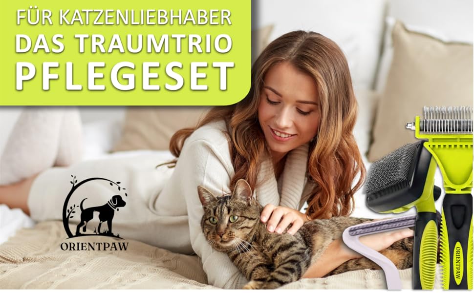 Набір для догляду за котами Orientpaw® Profi (3 шт.) – щітки для масажу та видалення підшерстка. Підходять для коротко- та довгошерстих котів. 100% комфорт та гігієна. Натуральні матеріали.