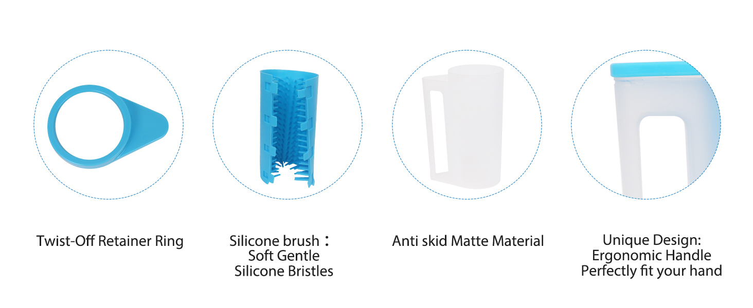 Очисник лап для собак і котів з силіконовою щіткою, великий об'єм