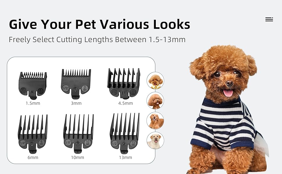 Професійний набір для грумінгу собак: тример для шерсті з акумулятором 2000mAh, 6500rpm, тиха робота, чорний колір