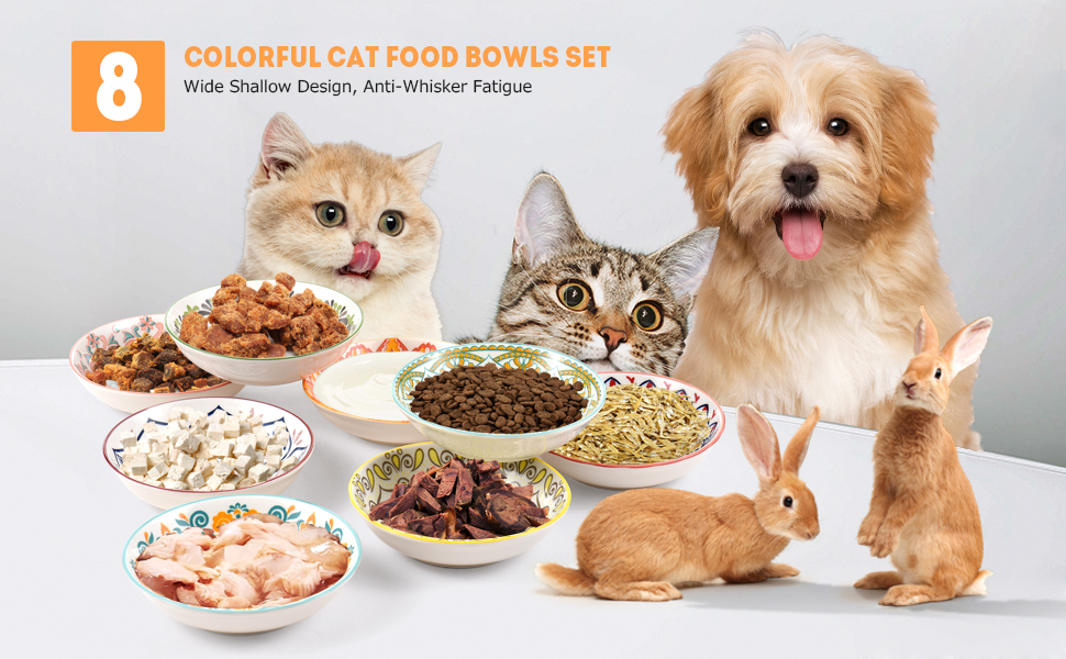 Набір мисок для котів з кераміки (8 шт.) - миски для корму, годівниці для котів, керамічні миски для котів