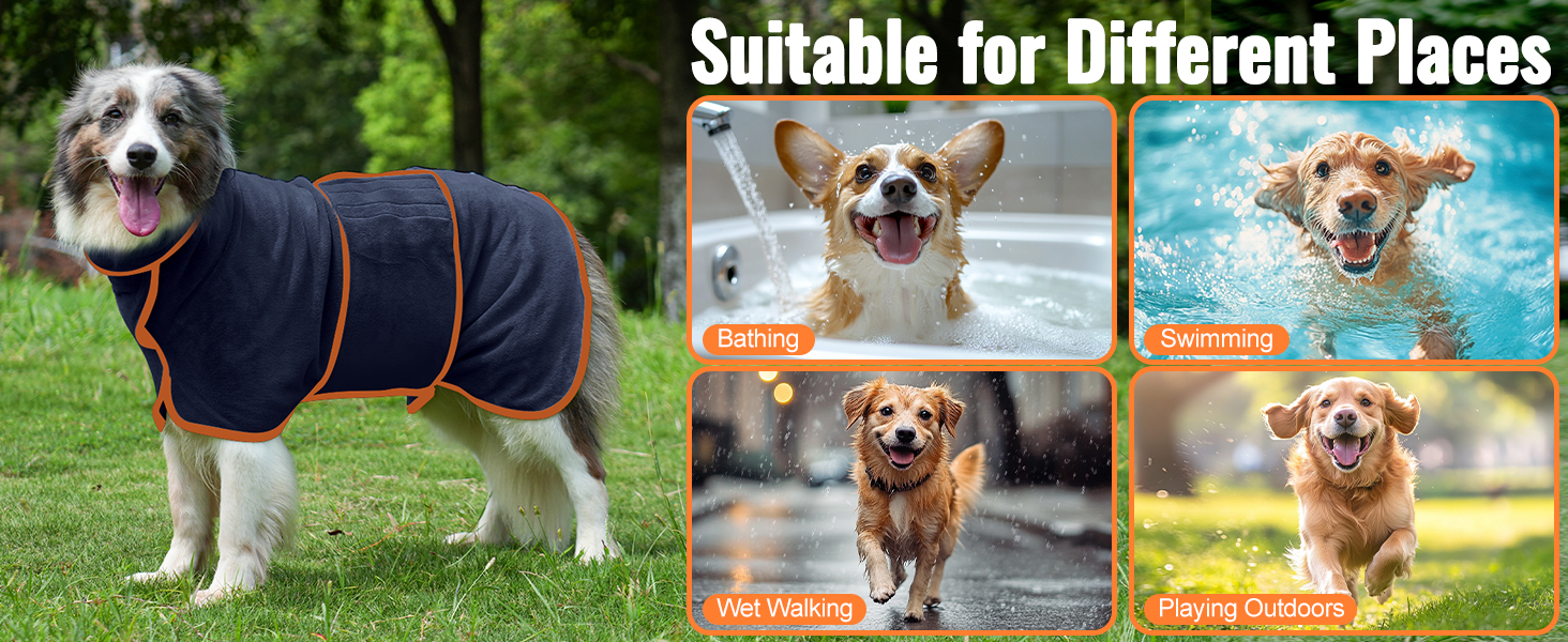 Рушник для собак Hezzuv: ультрапоглинаючий, з мікрофібри, для сушіння після снігу, м'який, двошаровий, для цуценят та дорослих, синій (S)