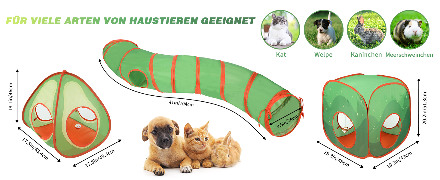 Тунель для котів RANYPET 3 в 1: інтерактивна іграшка, намет-тунель, з пакетом для зберігання. Підходить для котів, кошенят, кроликів та інших дрібних тварин.