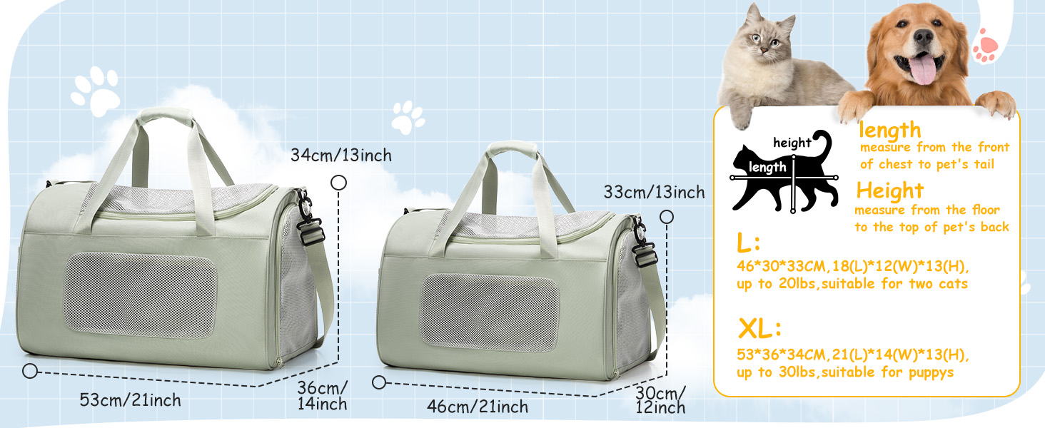 Транспортна переноска для котів та собак великих порід, XL, 53x36x34 см, зелена