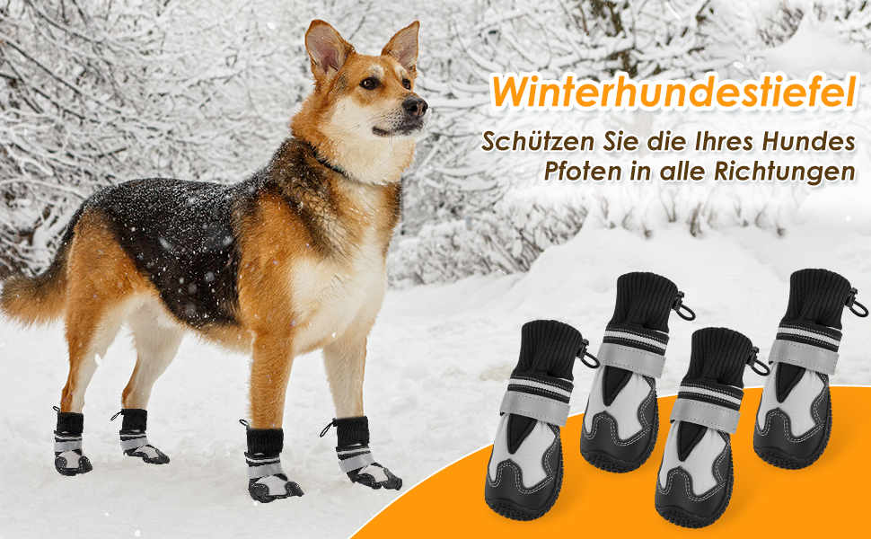 Зимові чоботи для собак, 2 шт. Водонепроникні чоботи для собак з теплим флісом, високий дизайн, антиковзкі, з відбиваючим кріпленням на липучці, розмір 1
