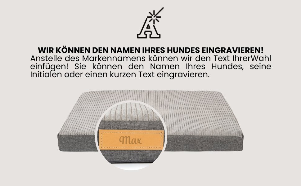 Ортопедичне велике ліжко для собак, подушка для собак, матрац для собак з пральною наволочкою, щадяще для суглобів, собаче ліжко/матрац з можливістю гравіювання імені (сірий, L 90 см x W 70 см x H 10 см)