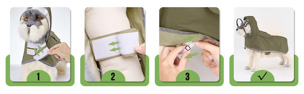 Легкий водонепроникний дощовик для собак з капюшоном, XS-XXL, з регулюванням та світловідбиваючими смугами, з кишенею