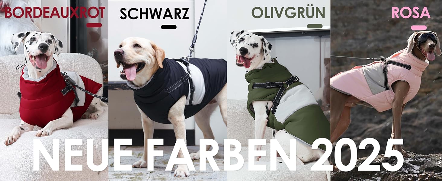 Теплий зимовий одяг для собак AOFITEE: куртка, жилет, водонепроникний, для великих порід (лабрадор, віндгорн, голден ретрівер), 2XL, бордовий