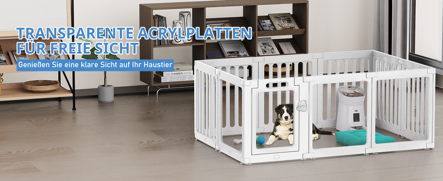 Клітка для цуценят FASNATI з акрилу, 60 см, прозора, для маленьких собак, 10 панелей, 150 x 100 x 60 см