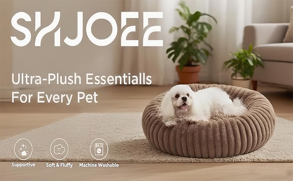 М'яке ліжко для домашніх тварин: ліжко для собак, ліжко для котів, кругла форма, пончик, корзина для собак, м'яке ліжко для кошенят, місце для сну для котів, маленьких та середніх собак та інших тварин (колір: коричневий, діаметр: 50 см)