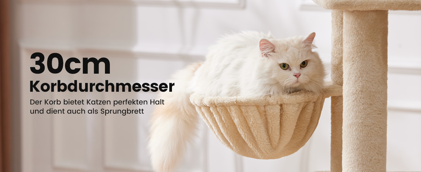 Дерев'яний кігтеточки для котів Gardner Pet Katzenbaum, 105 см, з платформою, 2 печерами, кошиком, сірий, для дому