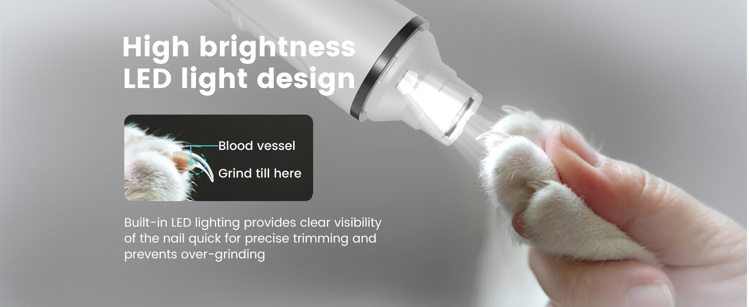 PAPMINI 2-в-1 триммер для когтів та стрижка когтів для собак, безшумний, акумуляторний, для великих, середніх та маленьких собак, білий