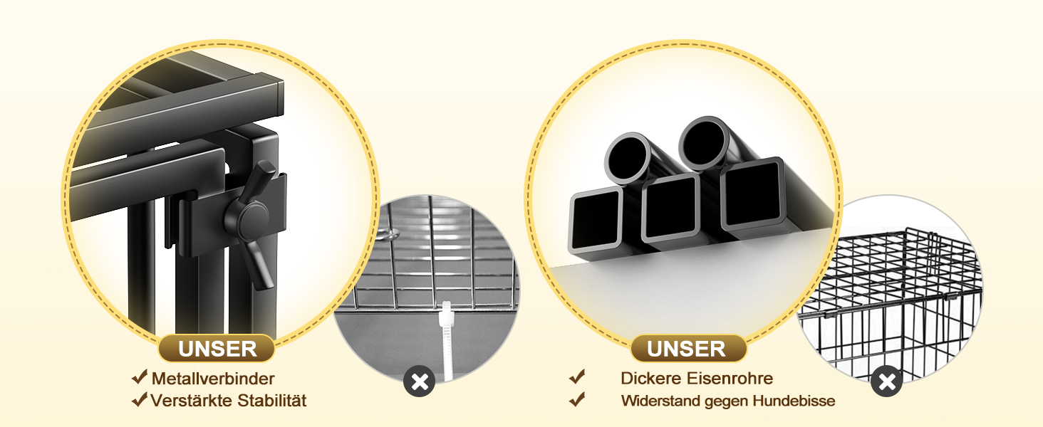 Міцний собачий переносний клітка Pawaboo 56 дюймів: надійний, з килимком, антивандальний, з металевим вольєром та замком, чорний