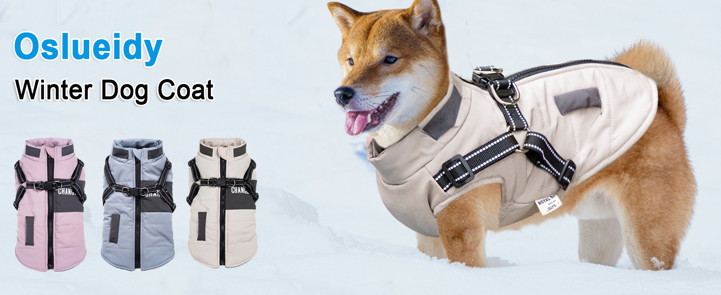 Зимові куртки для собак, теплі водонепроникні накидки для цуценят та собак середніх розмірів, з шлейкою, фіолетовий