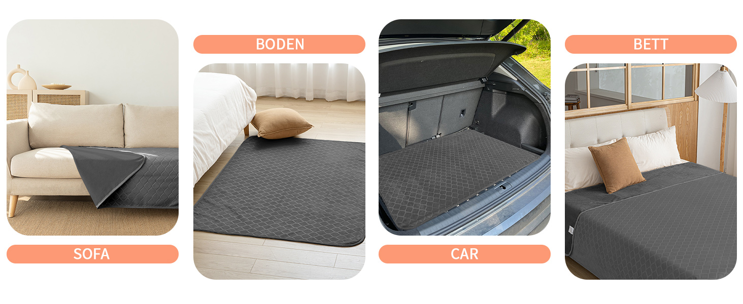 Водонепроникний килимок для собак 80x100 см, Outdoor, миється, для великих собак, м'який, двосторонній, захист дивану, сірий+бежевий, темно-сірий + бежевий