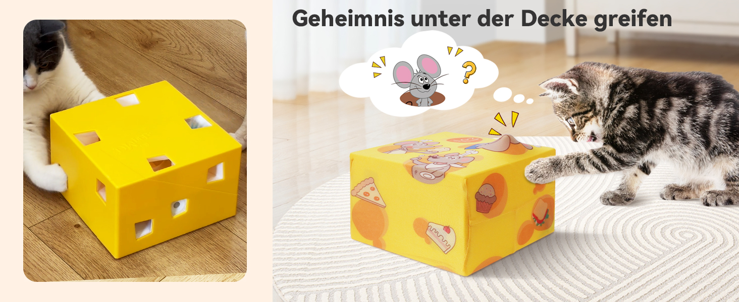 Інтерактивна іграшка для котів MigiBox: електрична мишка з 7 отворами, інтелектуальне перо, паперовий корпус, перезаряджається, 4 пера (MigiBox Plus Upgrade)