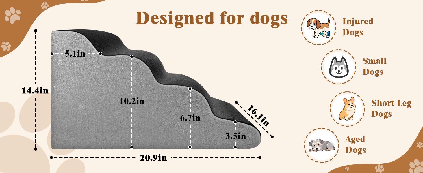 Сходинки для тварин JUOIFIP, 4 сходинки, для маленьких собак та котів, чорно-сі кольори, миючий, антиковзаючі