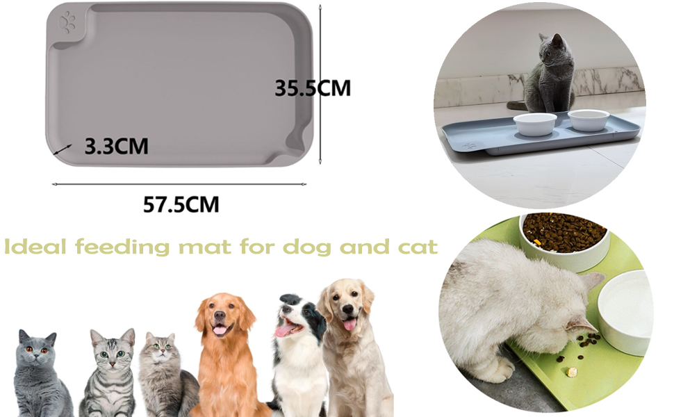 Водонепроникний килимок для годування собак та котів Octonyluck, 57.5x35.5 см, сірий