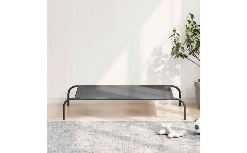 Підвищене собаче ліжко VidaXL, сіре, 110x65x20 см, Textilene та сталь. Собаче ліжко, лежанка, диванчик для собак, лежанка для домашніх тварин, місце для сну собаки, вулиця.