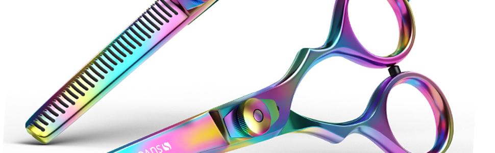 Набір професійних ножиць для стрижки волосся Suvorna 5.5 дюймів (2 шт.) - ножиці для фрізурів, барберські ножиці, ножиці для розрідження волосся. Для салонного використання.