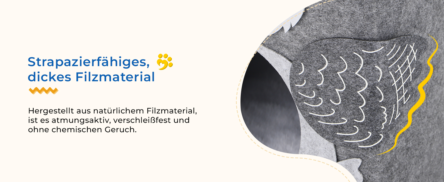 Двоповерховий будиночок для котів Dripex з фетру з подушкою, 30 x 35 x 35 см (Сова)