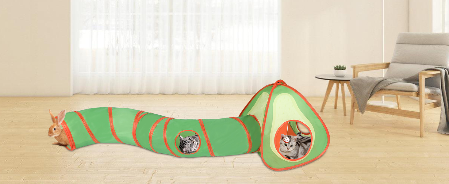 Тунель для котів RANYPET 3 в 1: інтерактивна іграшка, намет-тунель, з пакетом для зберігання. Підходить для котів, кошенят, кроликів та інших дрібних тварин.