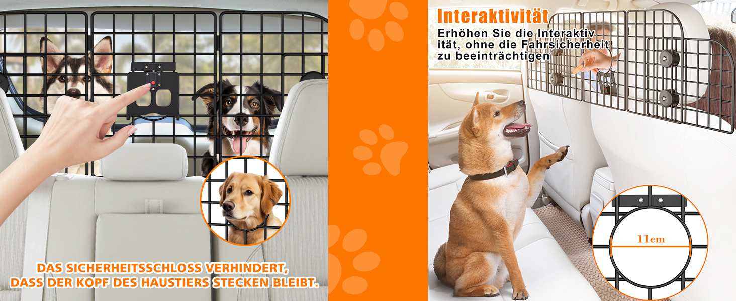 Сітка для собак у машину Denmay, універсальна, 30.7 x 93-150см, регульована ширина, з дверцею, 2 ремені безпеки, чорна