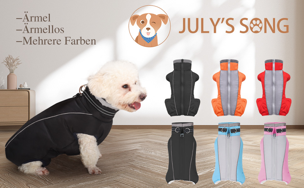 Тепла куртка для собак July's Song: флісова підкладка, бавовна, без рукавів, з нагрудником та світловідбиваючими смугами. Ідеально для зими та осені. Рожевий колір, для сук.