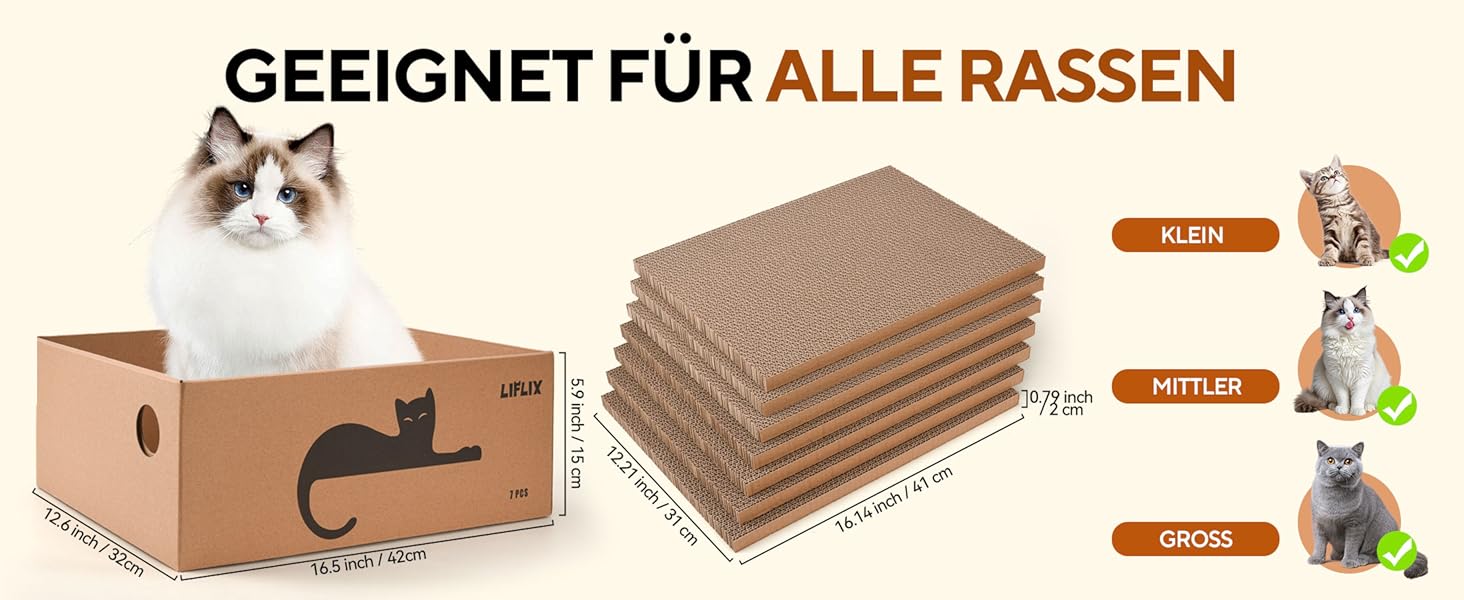 LIFLIX Дряпальня для котів з будиночком, 7 шт. з гофрокартону, міцна, 42×32×15 см