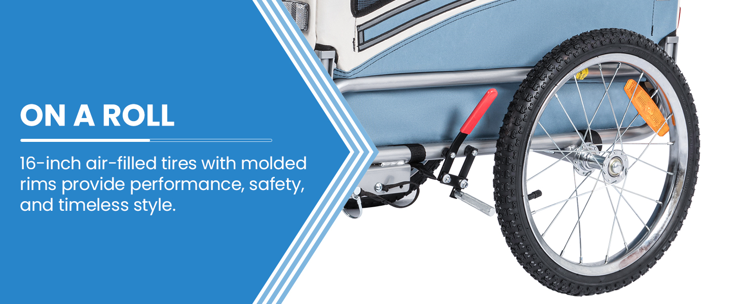 Причеп для собак SEPNINE® 2-в-1 для велосипеда та джоггінгу, блакитний (до 30 кг)