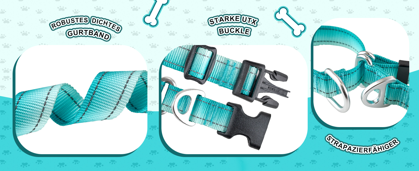 Відбиваюче нашийник для собак Martinage, нашийник-стоп для собак великих, середніх та малих порід, нашийник-стоп для Whippet, Greyhound, Saluki (Турквіс, S)