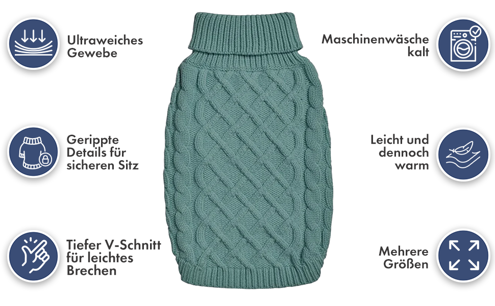 Теплий зимовий пуловер Spark Paws для собак – м'який, комфортний, підходить для французьких бульдогів, пітбулів, кобелів та сук (Pine Green, 2XL) – 16-25 кг