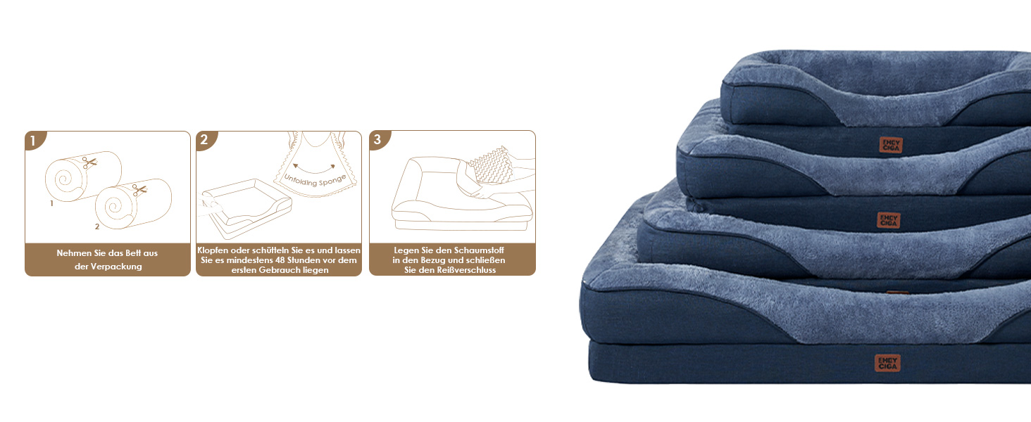 Ортопедичне ліжко для собак середніх порід, 91x68x17.5 см, з Memory Foam, миється та водонепроникне, кошик для собак з 4 бортиками, диванчик для собак, антиковзаюче, (106 x 76 x 18.5 см, Морська синя)