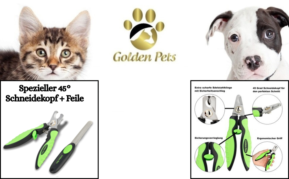 Ножиці для обрізання кігтів Golden Pets Profi Krallenschere + Feile з унікальним кутом 45° та пилочкою для безпечного догляду за кігтями тварин