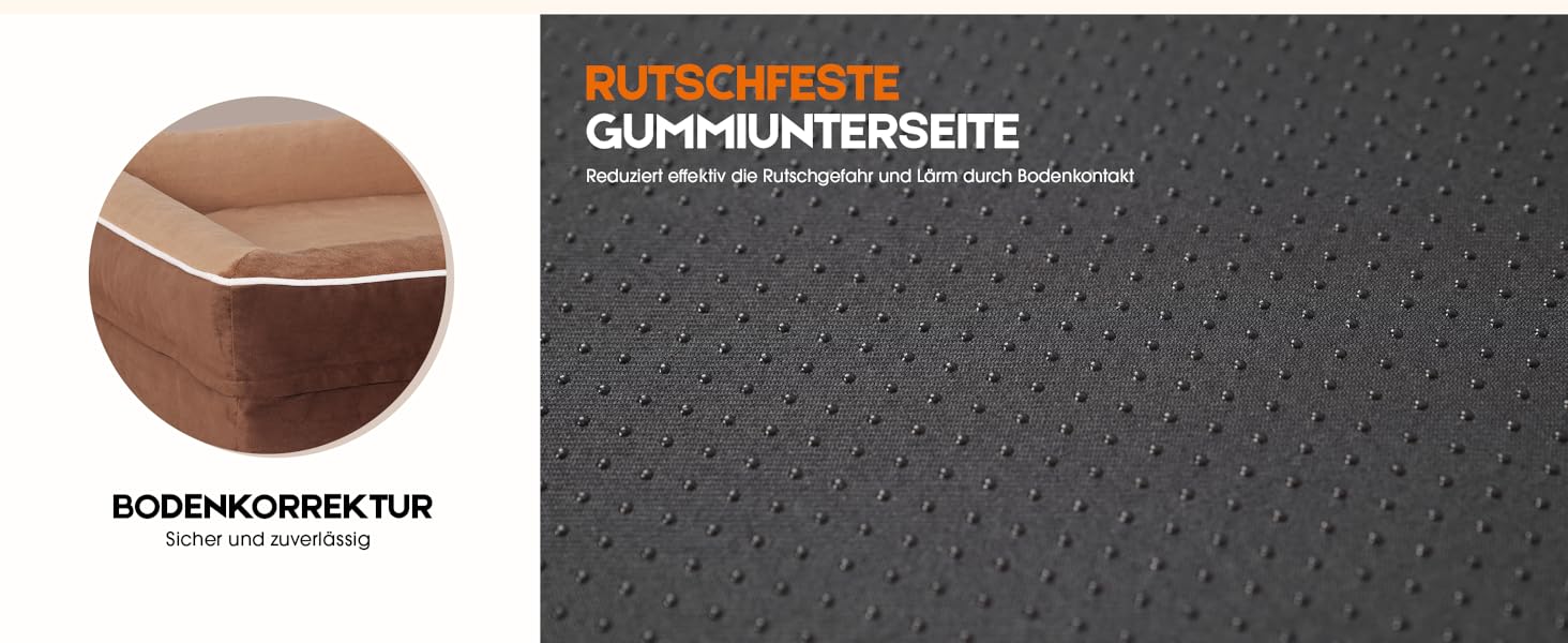 Ортопедичний лежак для собак XL, кошик для собак, що можна прати, з піною у формі яйця, водовідштовхувальний диван для собак з неслизьким дном та чотиристоронніми подушками (світло-коричневий, 117x76x19 см)