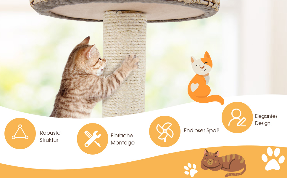 Дерев'яний будиночок для котів COSTWAY 104 см з когтеточкою, корзиною та м'ячем