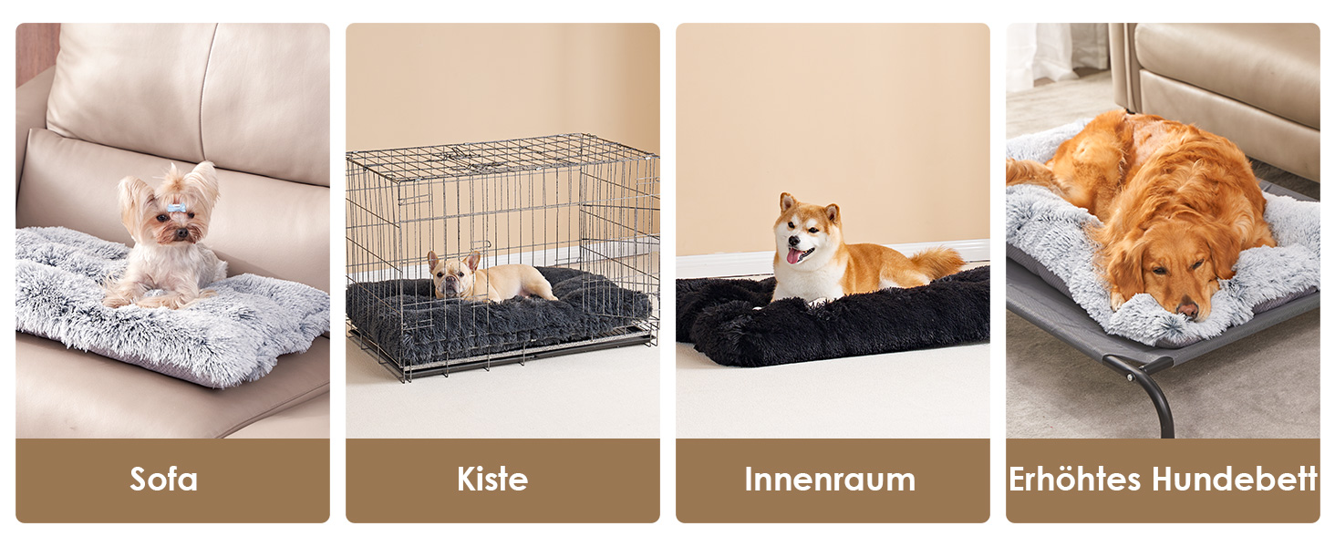 М'яке ліжко для собак EHEYCIGA, великі породи, XXL, 120x90 см, знімний чохол, антиковзаюче, плюшеве, темно-сіре