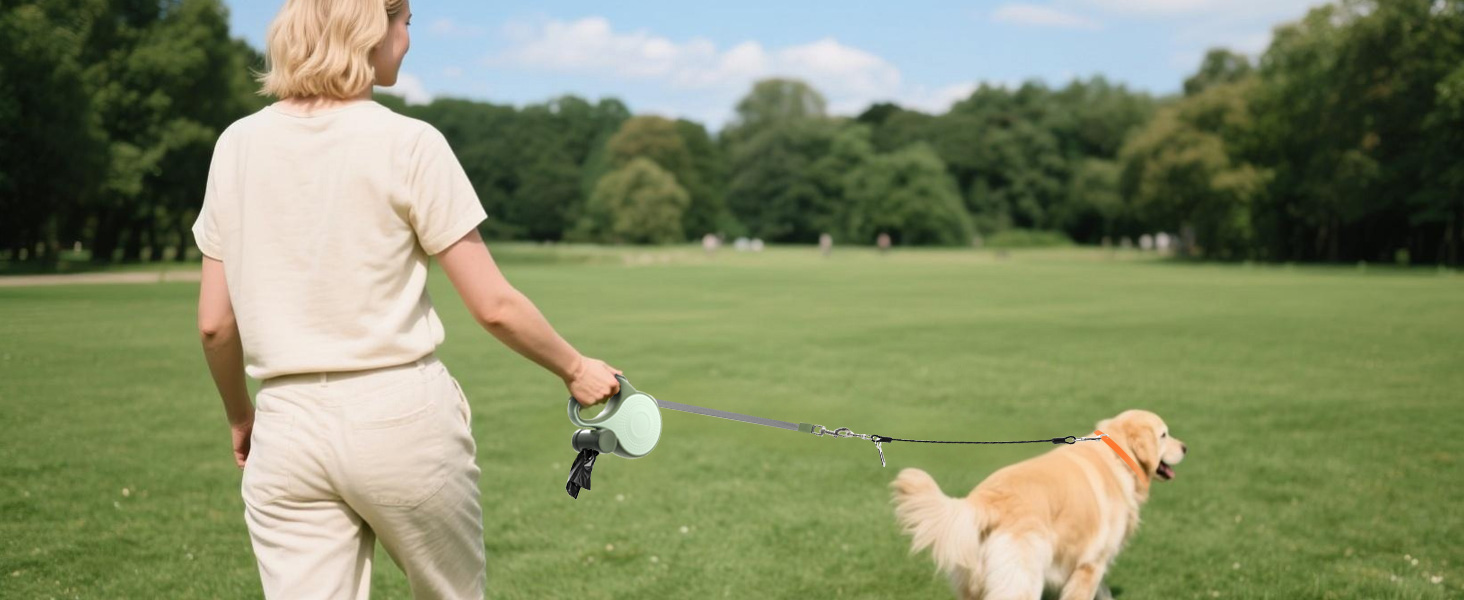 Рулетка для собак BMaobbo 8м, міцна сталева лебідка, тримач для відходів, антизаплутування, швидке гальмування, для собак до 50кг, для тренувань, лісу, пляжу