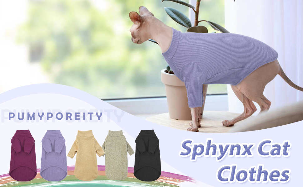 Одяг для безшерстої кішки Сфінкс: м'який пуловер з ролетним коміром, футболка та жилет з бавовни (Чорний, XL, A-фіолетовий)