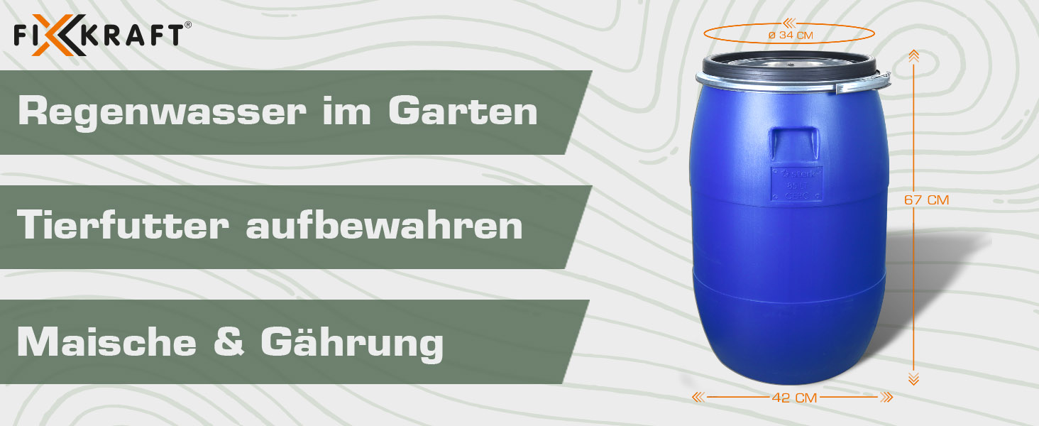 Ферментаційна бочка з кришкою 85 л, з нержавіючої сталі, з широкою горловиною, для бродіння, універсальна бочка, садова бочка, харчова, блакитна