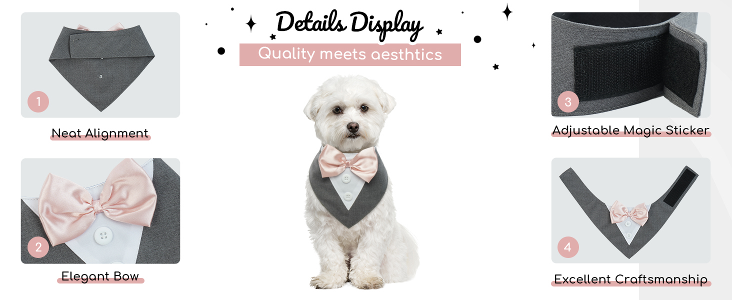 Нашийник для собак Kuoser: святковий бандана, краватка для великих собак, сірий, розмір L