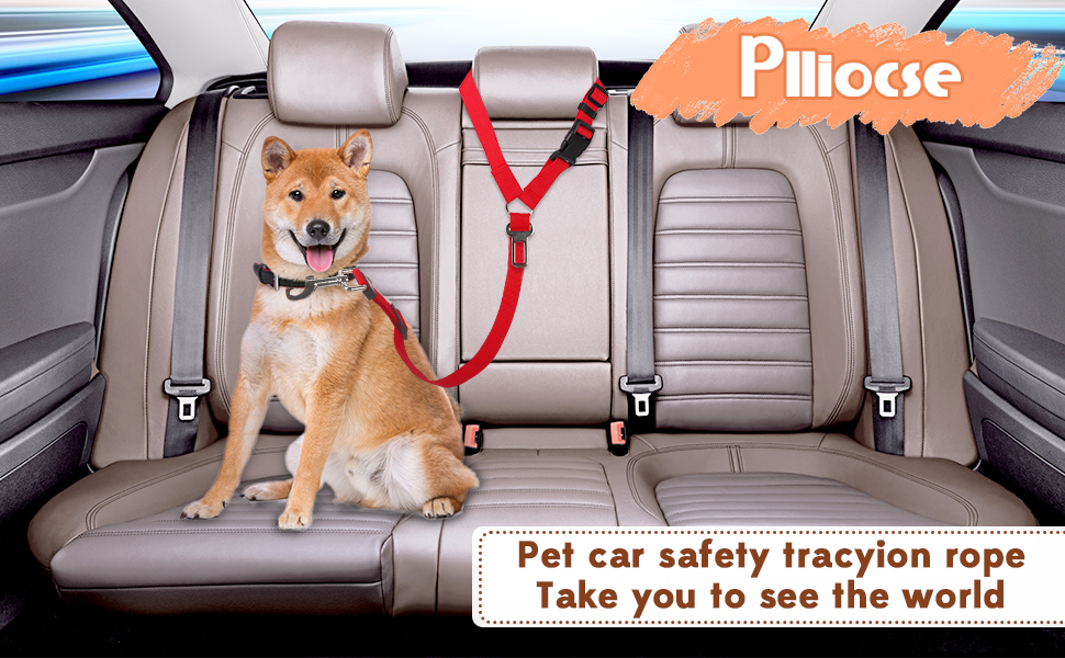 Автомобільний поводок-лямка для собак, котів та інших домашніх тварин. Поводок на голову, безпечний, міцний, червоний.