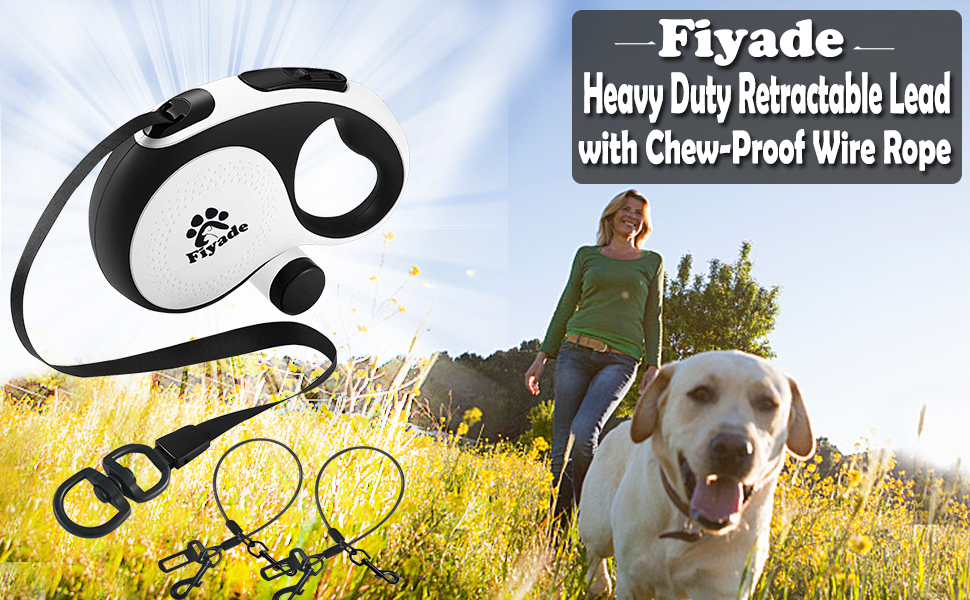 Висувна поводок для собак, 5 м, поводок-рулетка з ланцюгом, подвійний поводок для 2 собак, подовжений поводок для середніх та великих собак до 50 кг, білий та чорний, з пряжкою