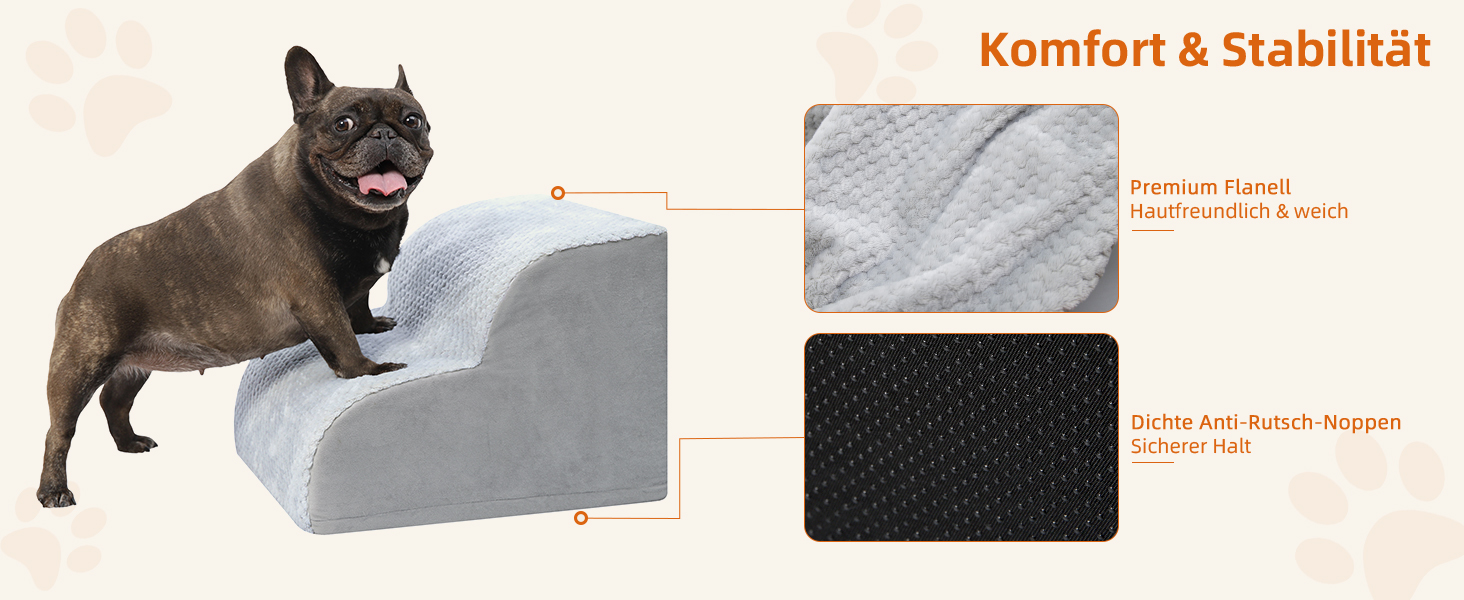 Сходинки для собак KSIIA, 3 ступені, 40 см, сірі. Сходи для собак та котів до ліжка, дивану, машини. Розмір 40x57x40 см