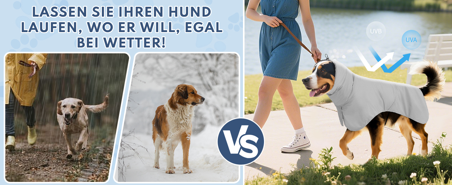 Водонепроникний дощовик для собак з світловідбиваючими смугами та отвором для повідка - дихаюча куртка для собак всіх розмірів, вітронепроникний та регульований (Сірий, L)